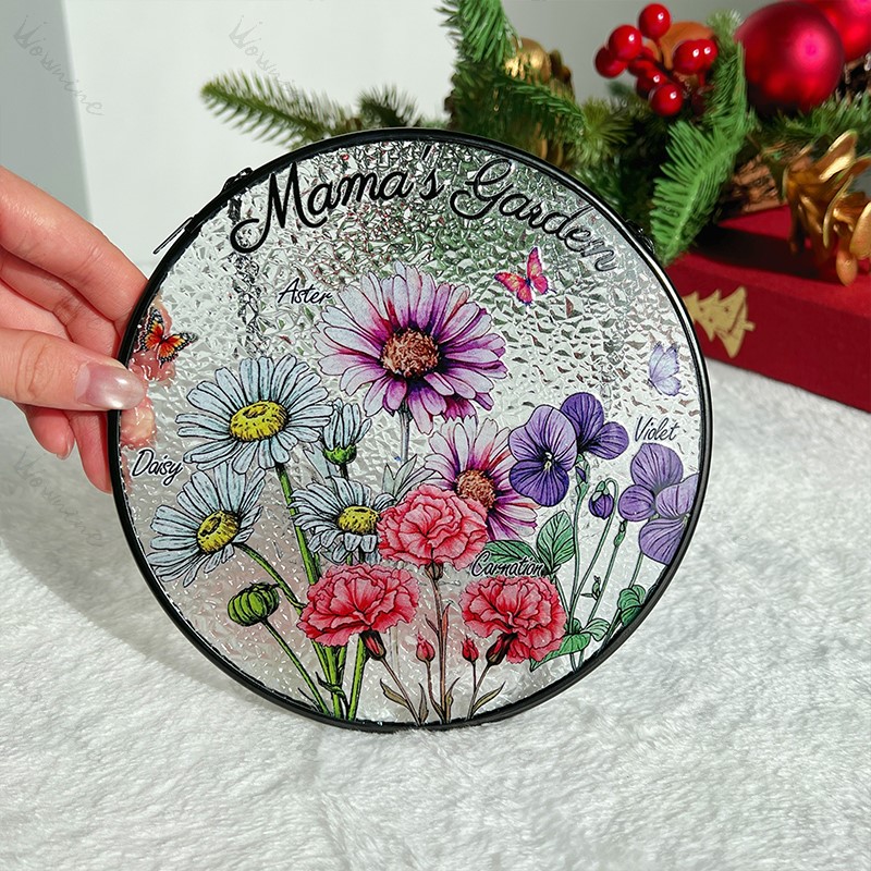 Vintage 'Mama's Garden' Floral Glass Decor