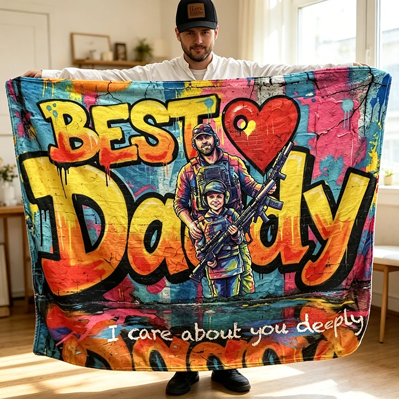 Custom Best Grandpa Graffiti Art Family Blanket