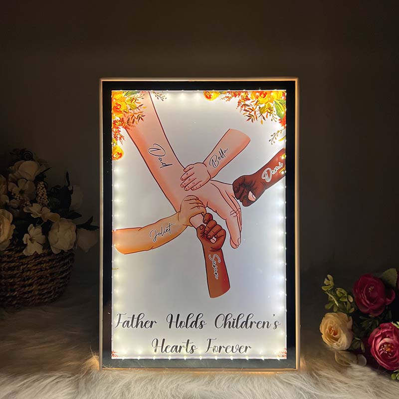 (Multiple skin colors) Dad Everything We Are Is Because Of You - Personalized Mirror Light Box