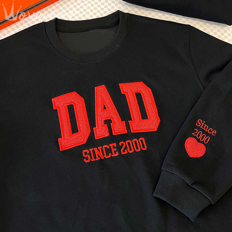 Custom Embroidered Glitter Vinyl DAD Sweatshirt-Gift For Dad & Grandpa