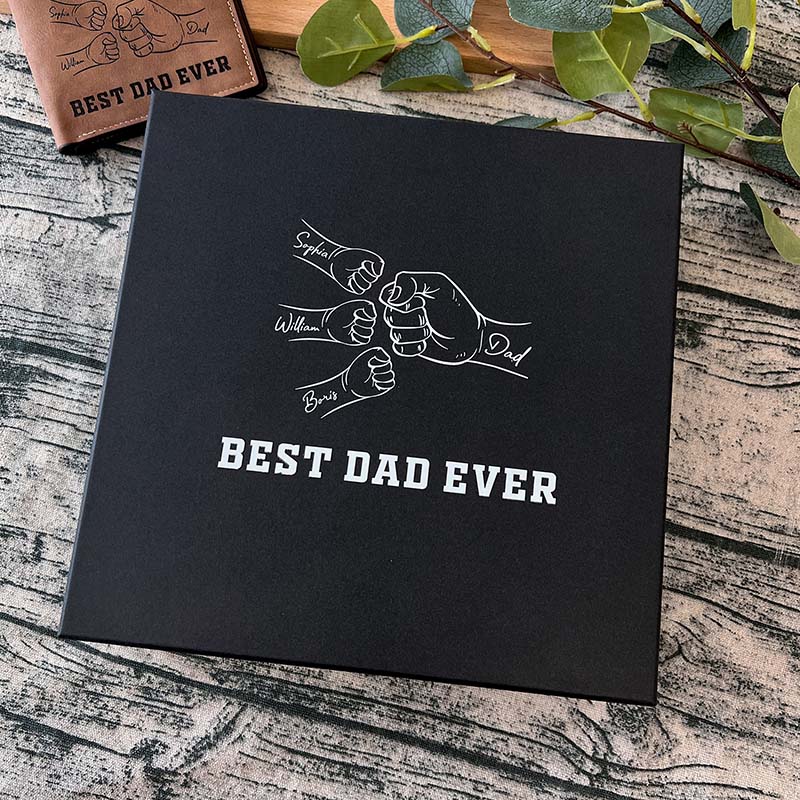 Best Dad Ever Father's Day Gift Custom Kids' Names - Wallet & Belt Set