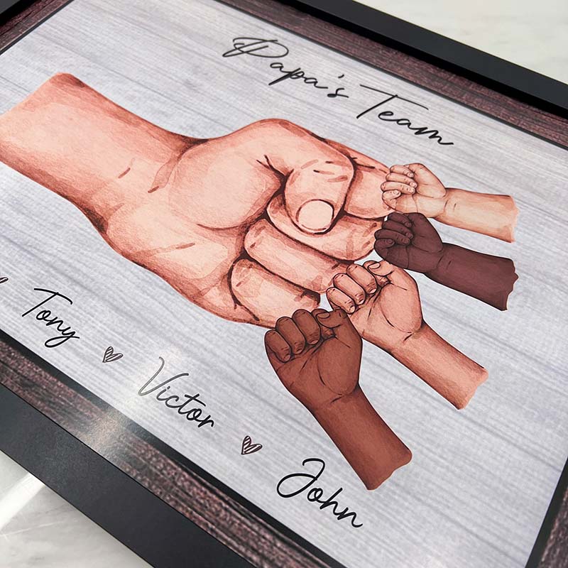 Daddy & Kids, Together We're A Team - Family Personalized Custom Horizontal Poster - Father's Day, Birthday Gift For Dad