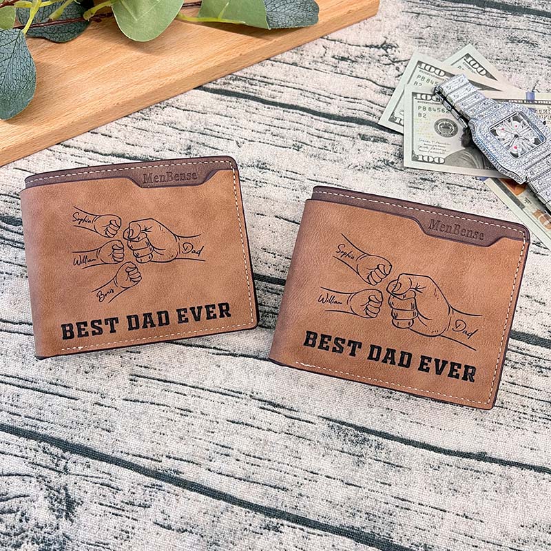 Best Dad Ever Father's Day Gift Custom Kids' Names - Wallet & Belt Set