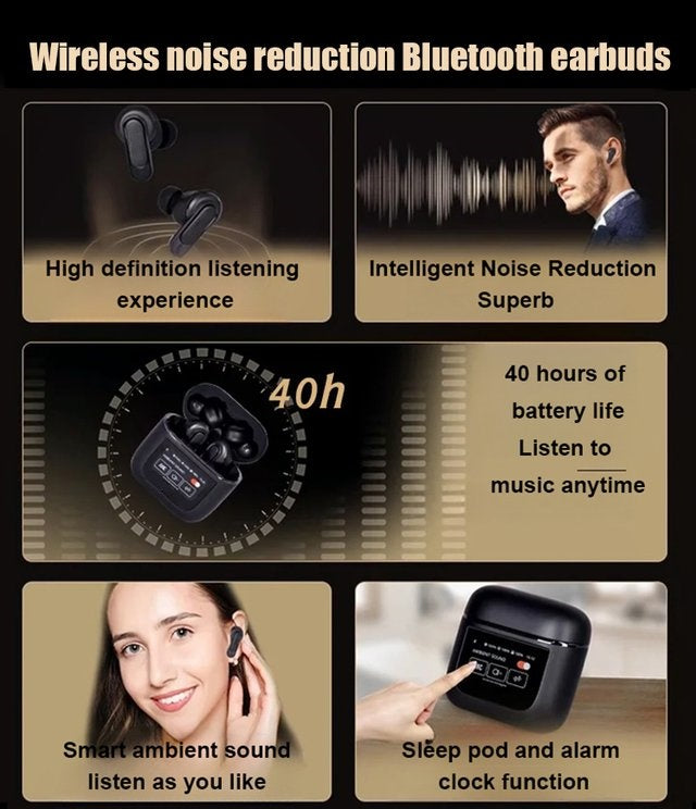 💥2024 New🎧 Noise-canceling Bluetooth headphones with smart touchscreen display