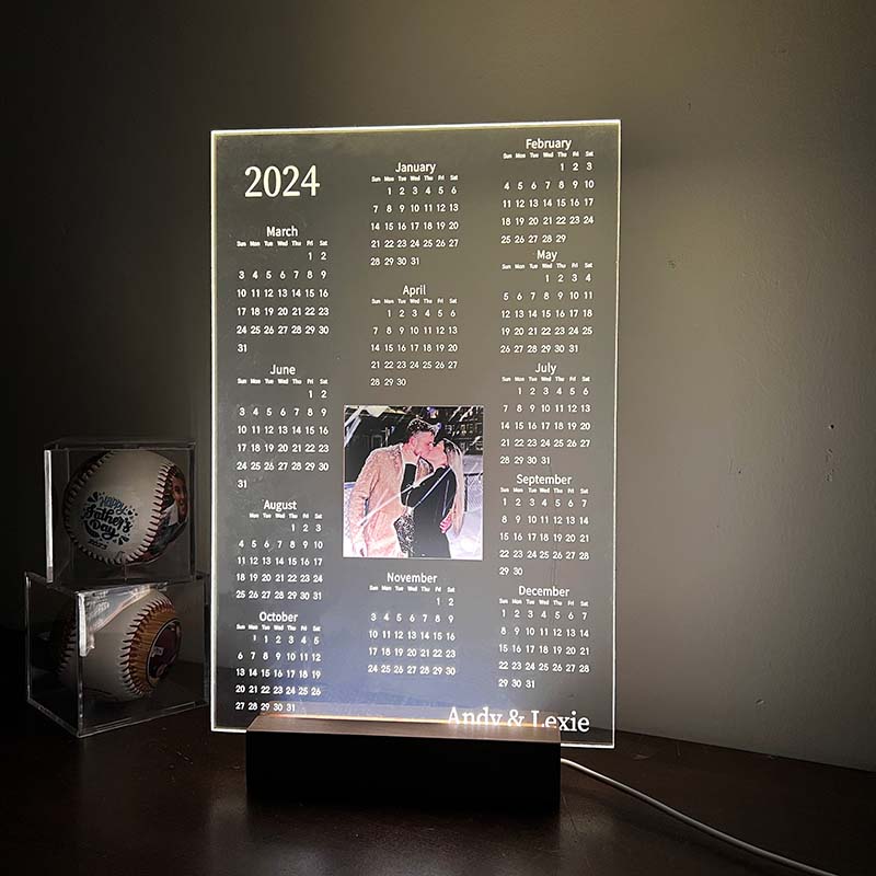 Personalized 2024 Calendar LED Light with Photo