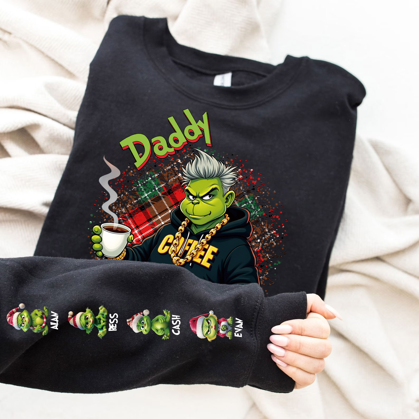 Custom Christmas Mama Daddy With Kids Name Sweatshirt Christmas Day Gift