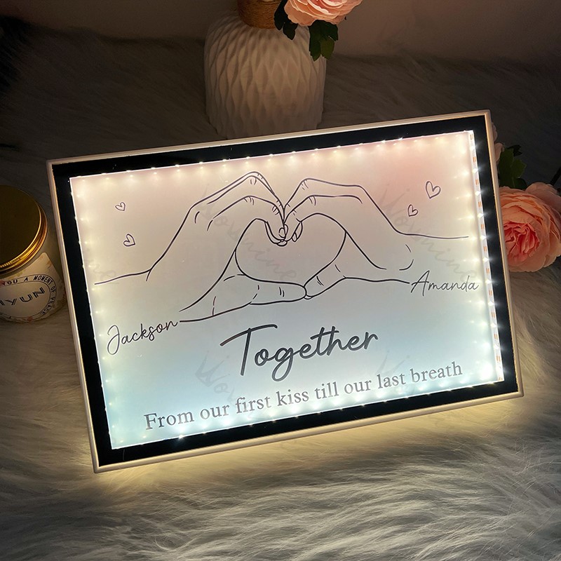 Together Forever From Our First Kiss Till Our Last Breath Custom horizontal Frame Light Box
