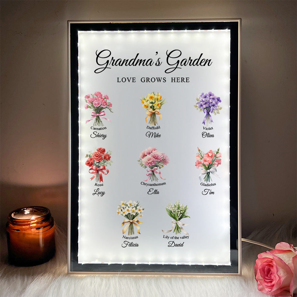 50% OFF✨Birth Flower Bouquet Custom Name Night Light Mirror