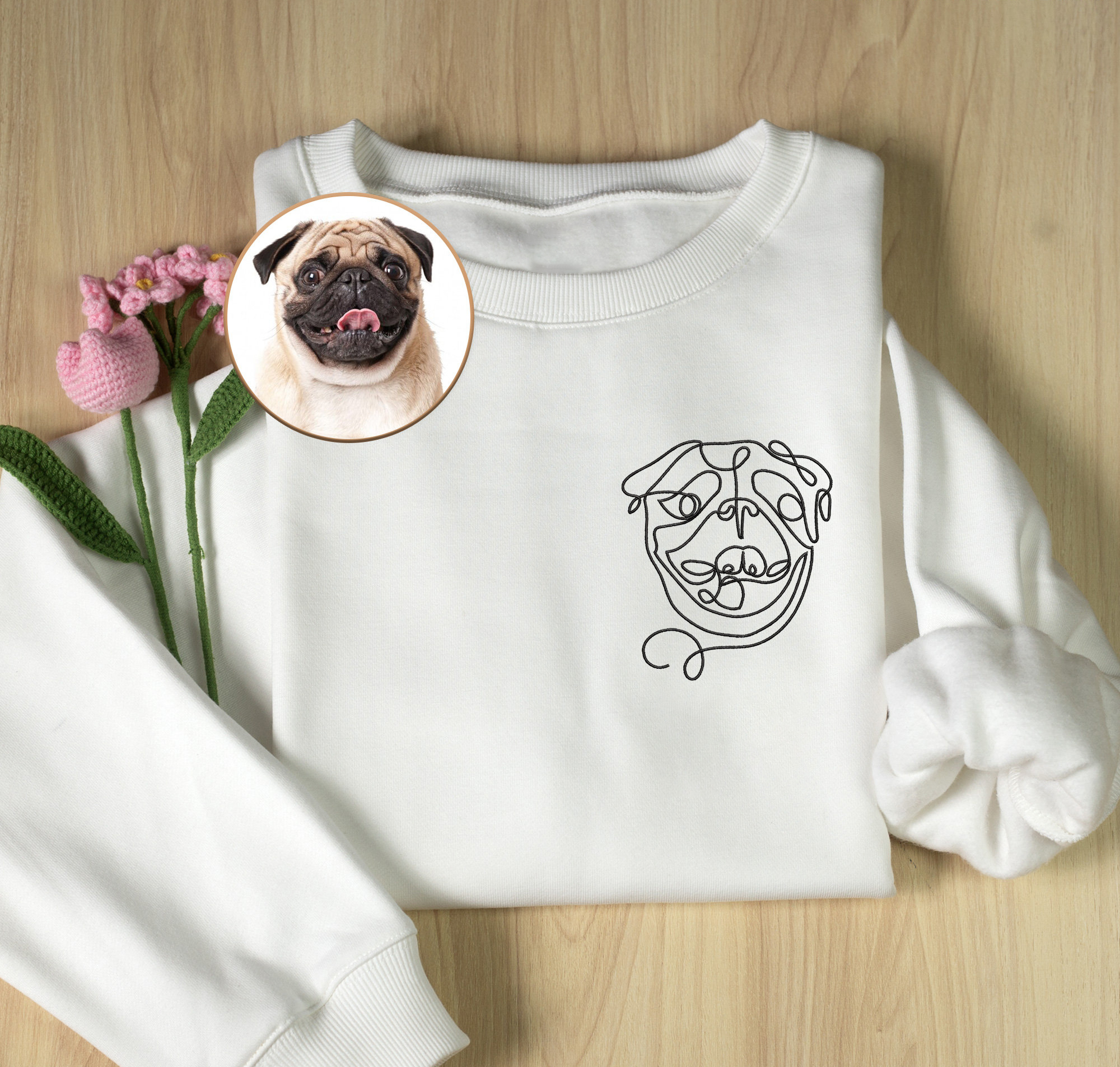 Custom Embroidered Line Drawing Hoodie❤️