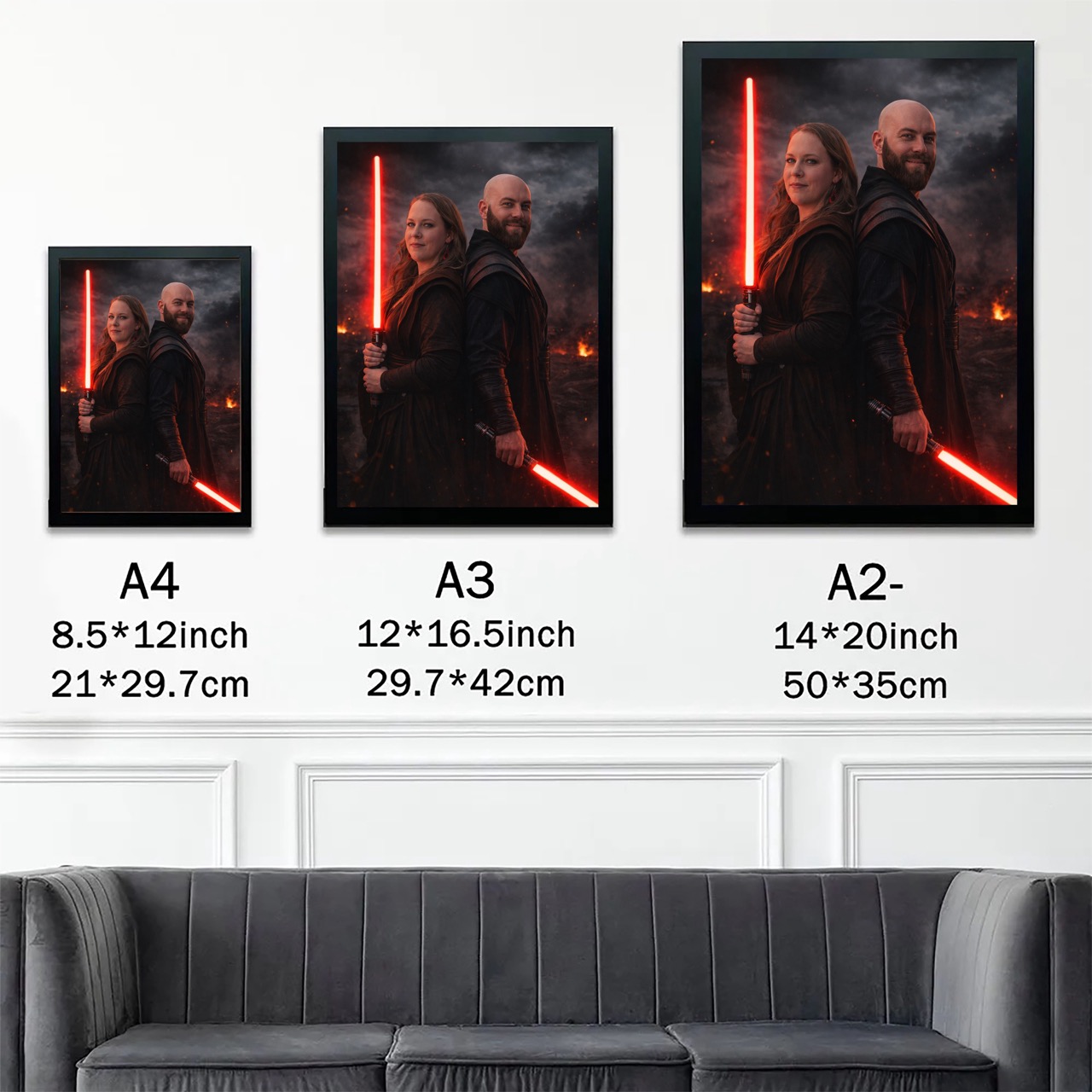 Custom Lightsaber Galactic Hero Couple Portrait Frame Gift🌍