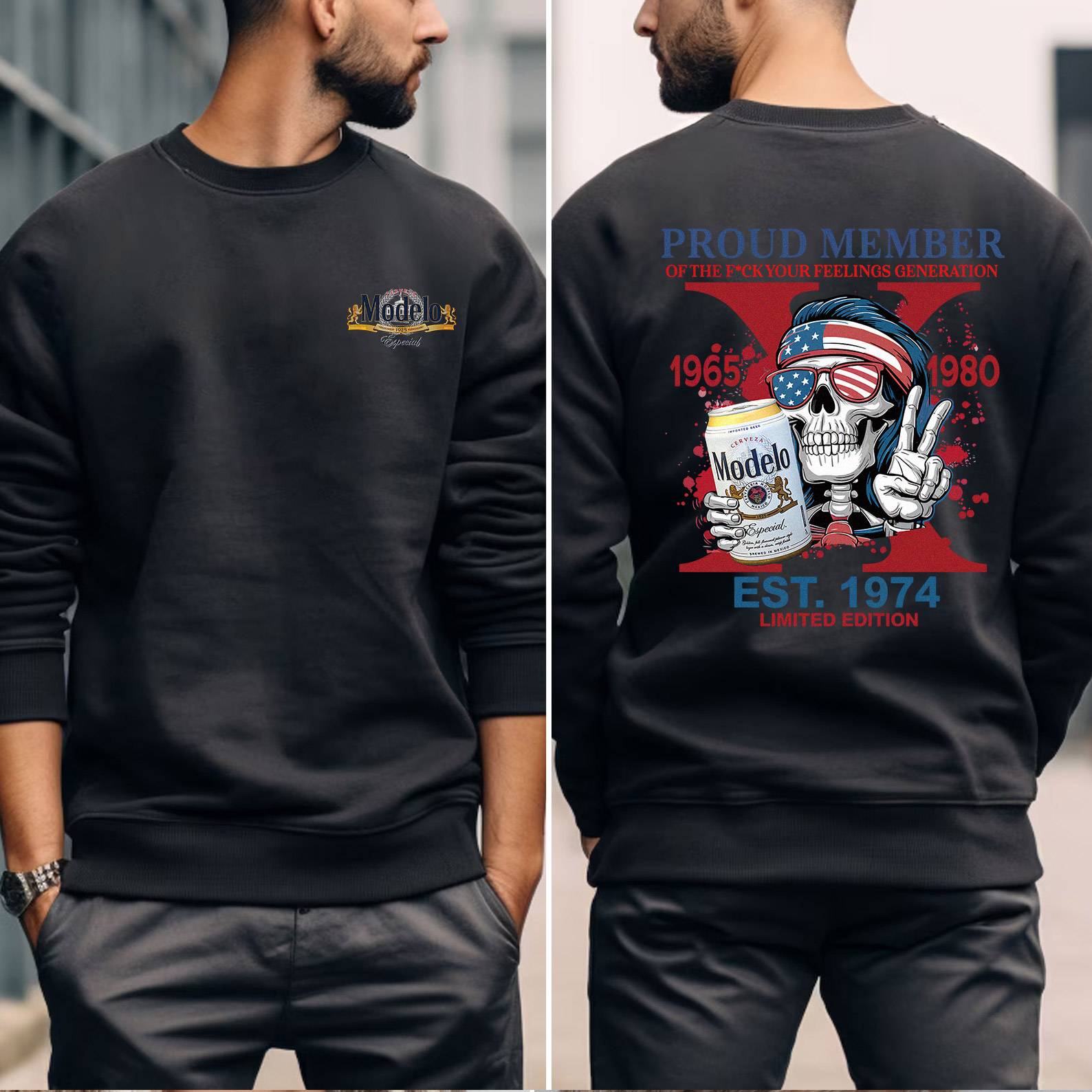 Customized Skeleton Drink Lover Crewneck
