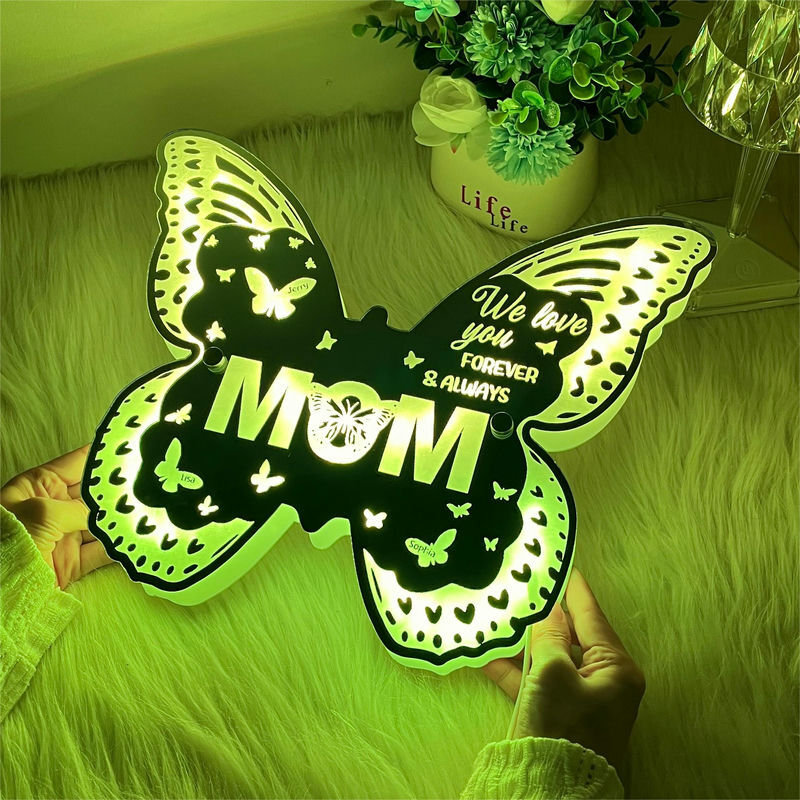 Personalized Butterfly Mirror Light Exquisite Gift For Mom