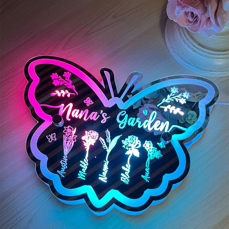 Personalized Butterfly Mirror Light Beautiful Gift For Grandma