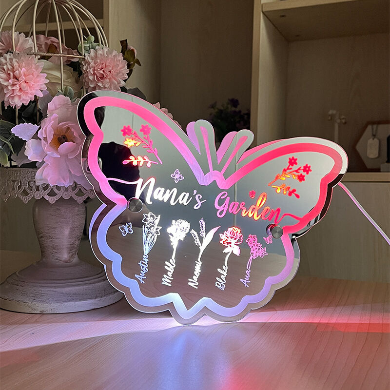 Personalized Butterfly Mirror Light Beautiful Gift For Grandma