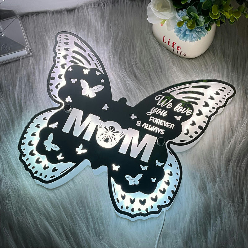 Personalized Butterfly Mirror Light Exquisite Gift For Mom