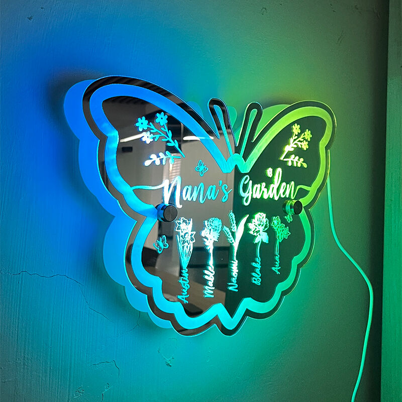 Personalized Butterfly Mirror Light Beautiful Gift For Grandma
