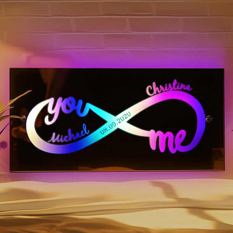 Personalized Led Mirror Light Customized With Couple’s Name Cool Gift For Valentine’s Day