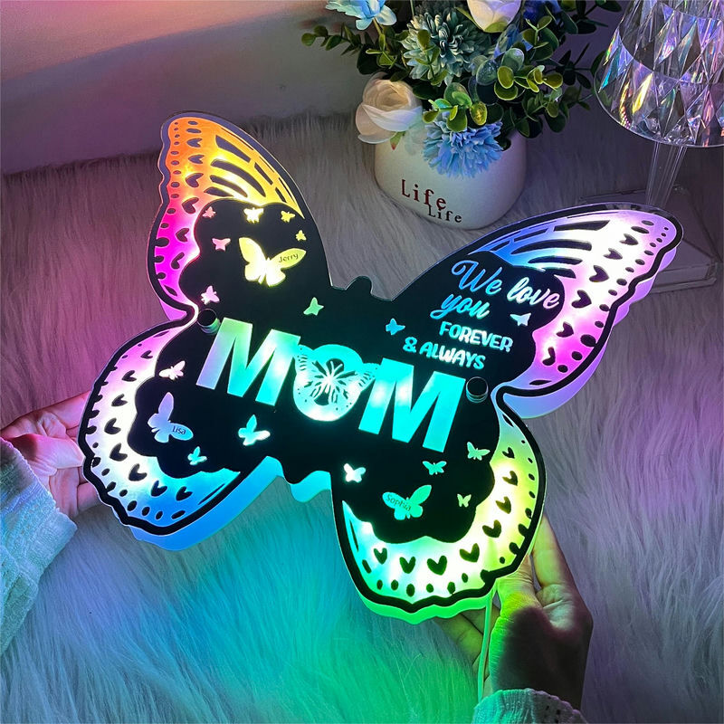 Personalized Butterfly Mirror Light Exquisite Gift For Mom