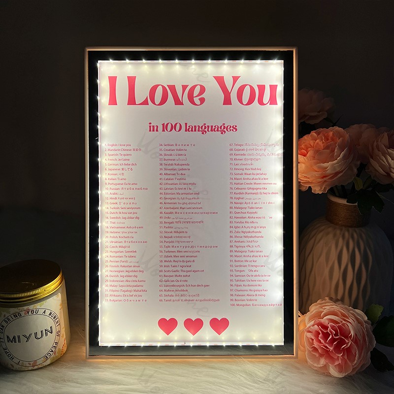I Love You in 100 languages Mirror Frame Light Box Ⅰ