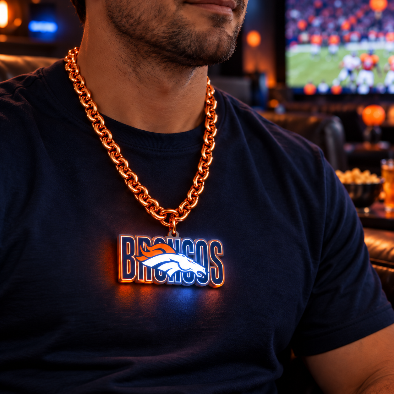 Football Fan LED Light-Up Pendant Chain Necklace