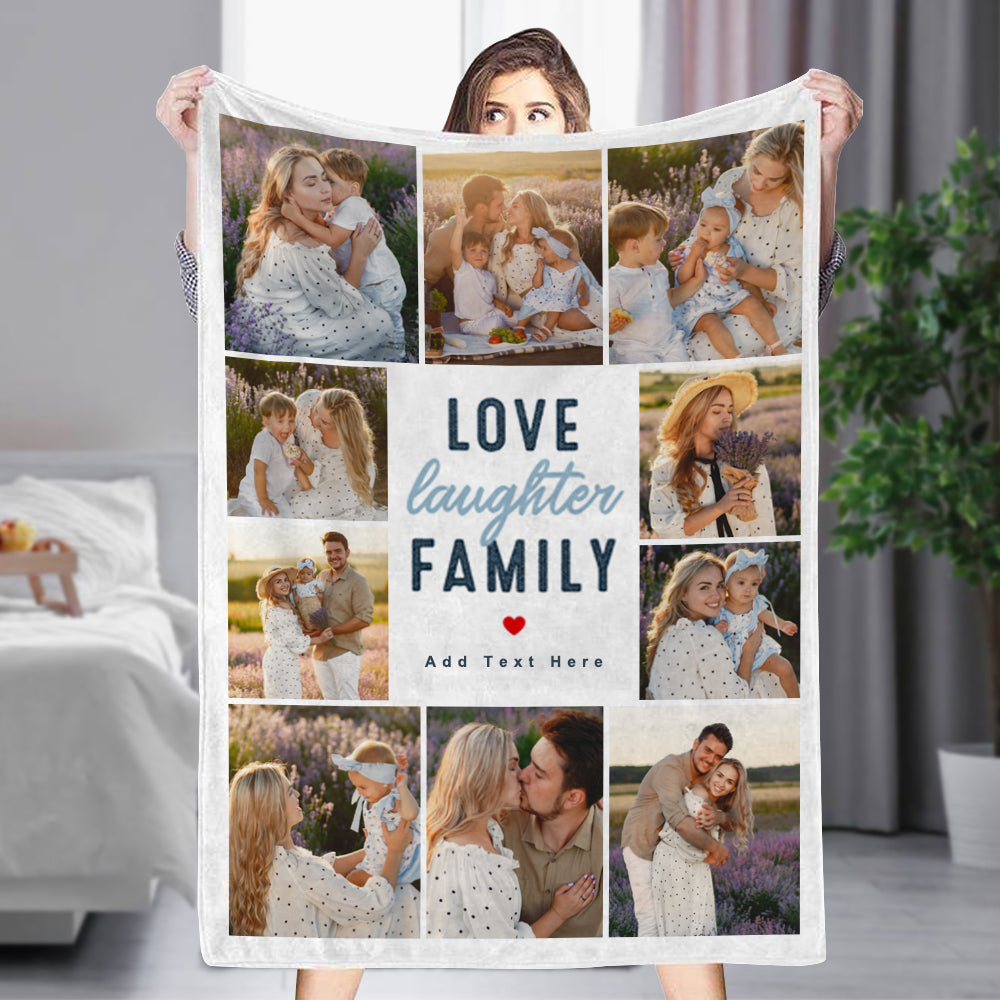 Custom 10 Photos&Text Fleece Blankets Love Family