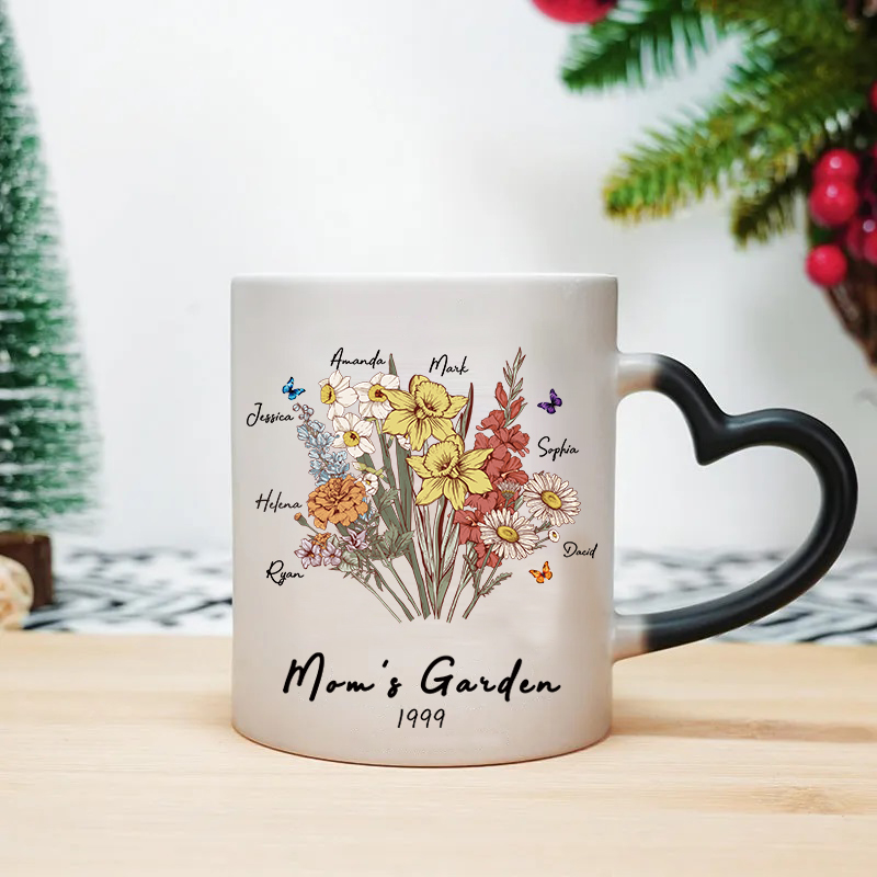 Butterfly Birth Flower Family Bouquet Custom mug