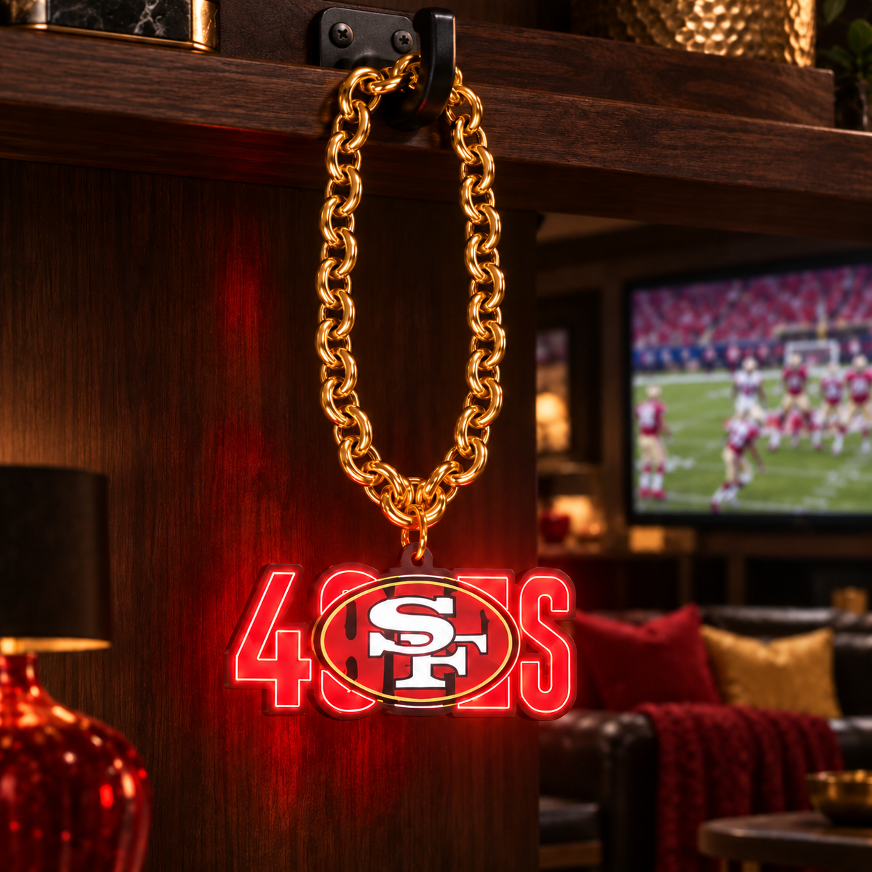 Football Fan LED Light-Up Pendant Chain Necklace