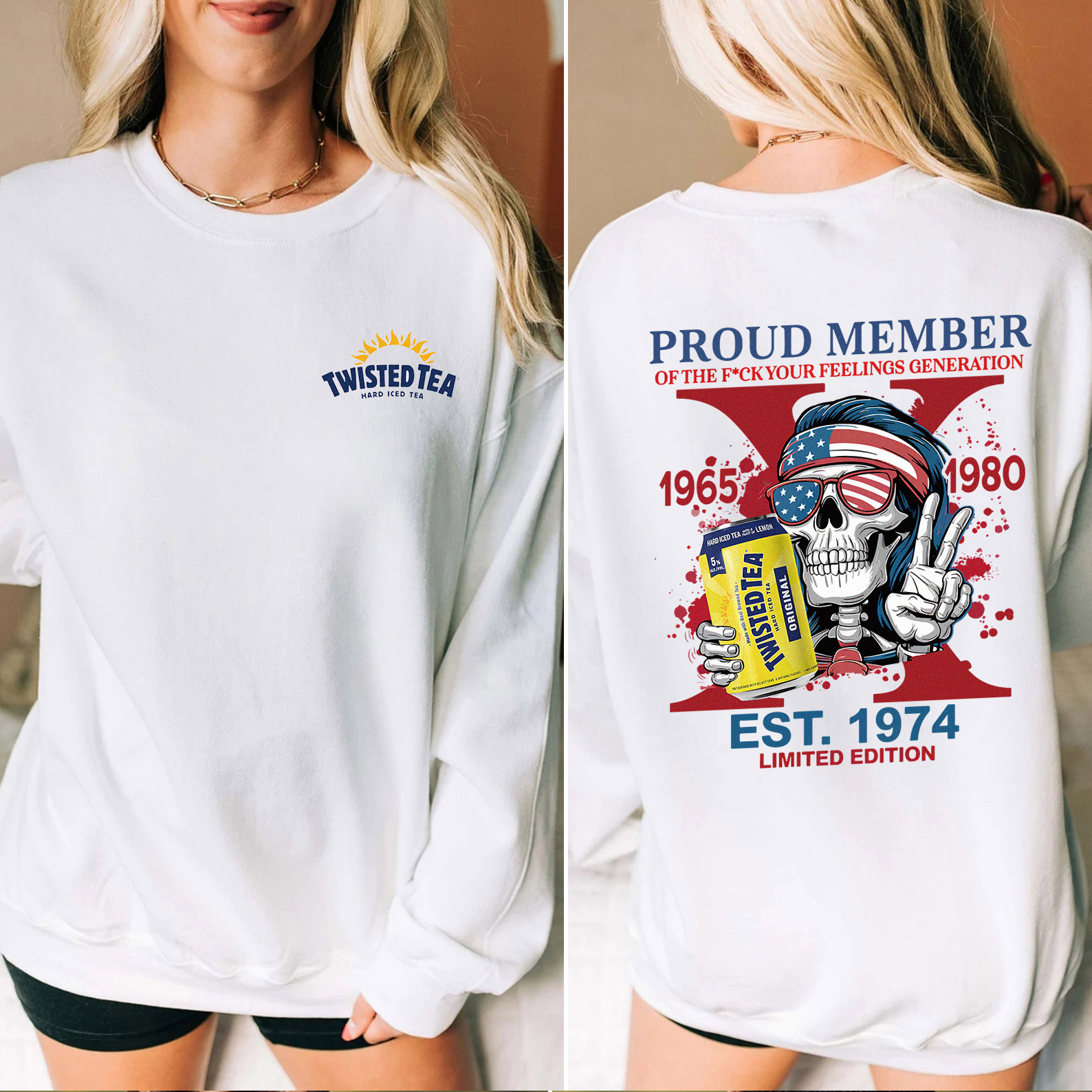 Customized Skeleton Drink Lover Crewneck