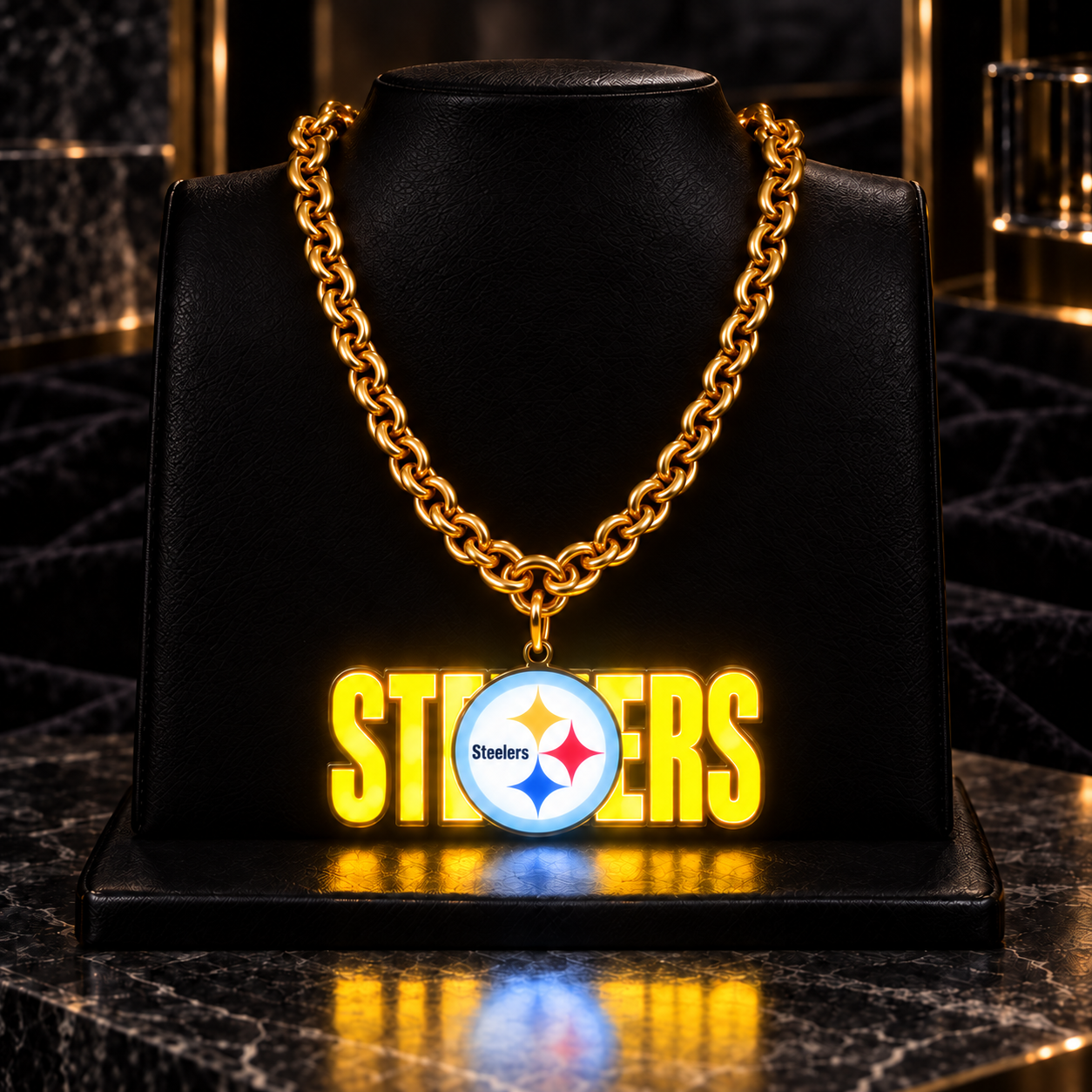 Football Fan LED Light-Up Pendant Chain Necklace