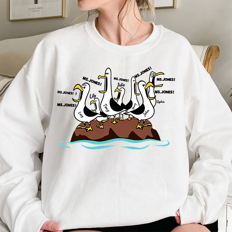 Personalized "Finding Nemo Seagull" Teacher T-Shirt - Custom Teacher Name Funny School Tee, Teacher Appreciation Gift