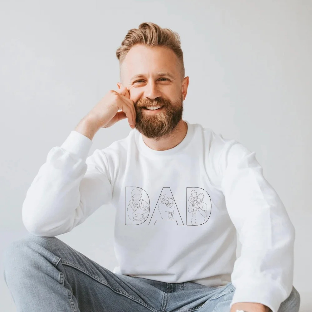 🔥 Hot Sale! Embroidered Hoodie for Father's Day- Customize with 'DAD' or 'MOM' - Personalized Sweatshirt with Custom Photo 