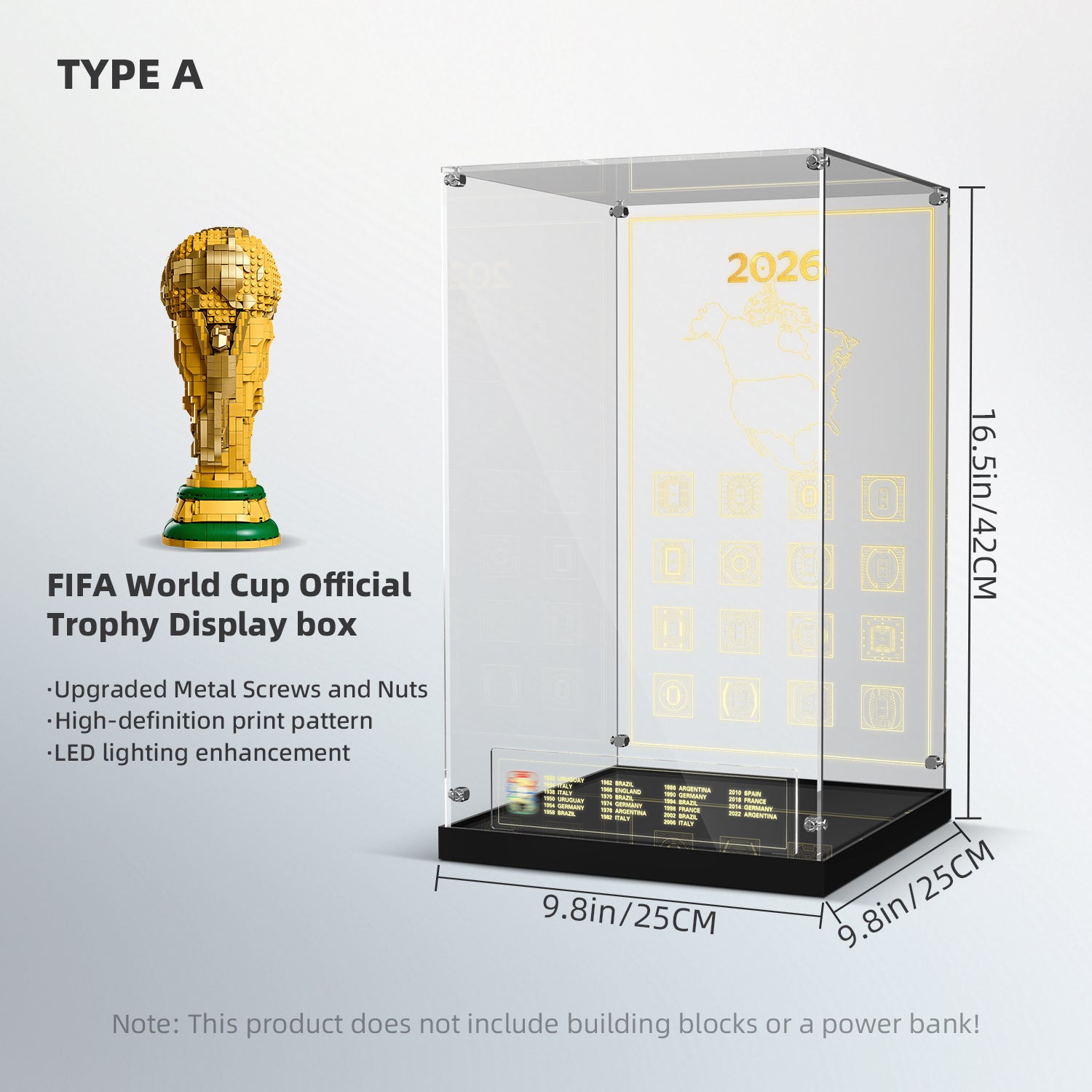 Premium LED Acrylic Display Case for LEGO® 43020 FIFA World Cup™ Trophy