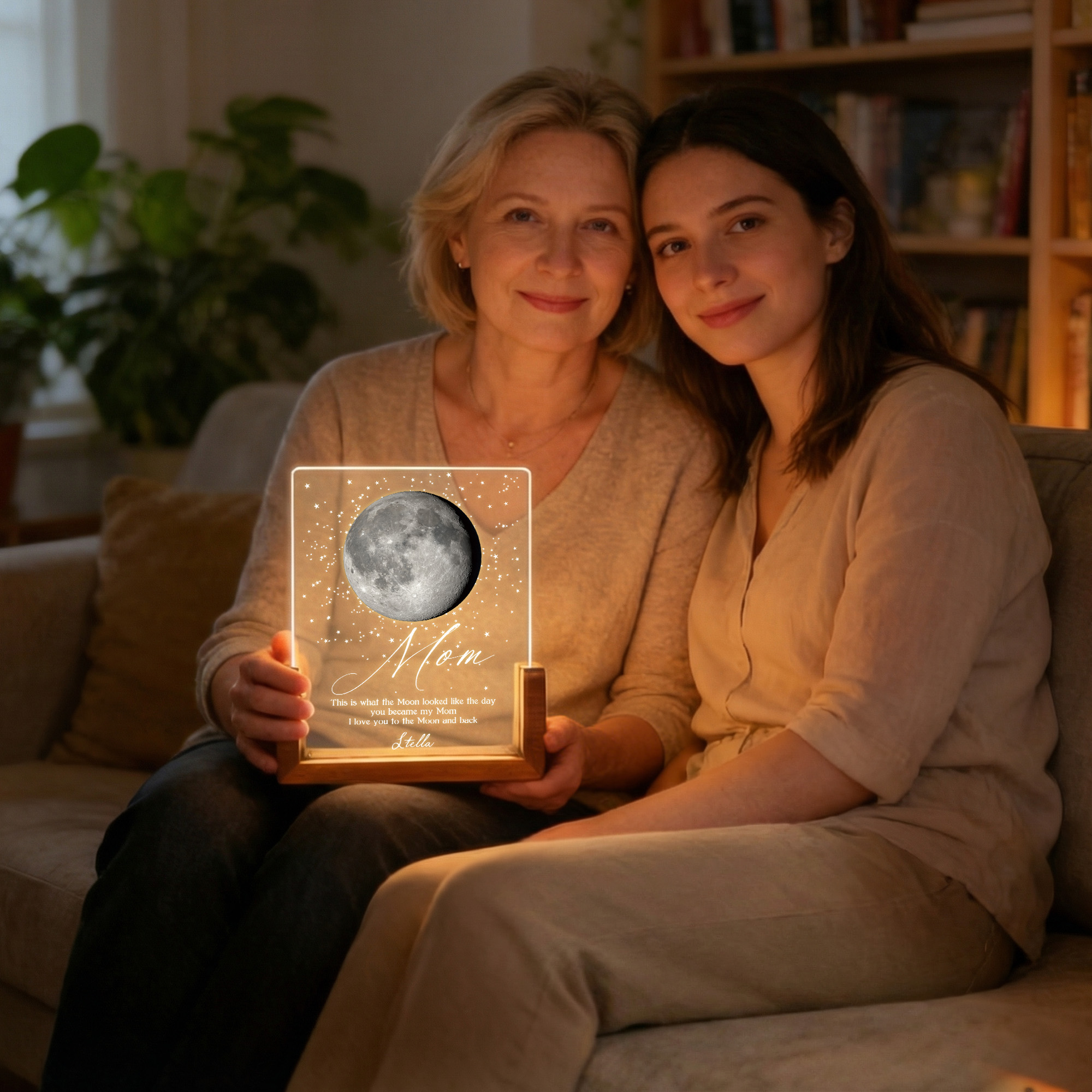 Personalized Moon Phase Night Light - Custom Mother's Day Keepsake for Mom