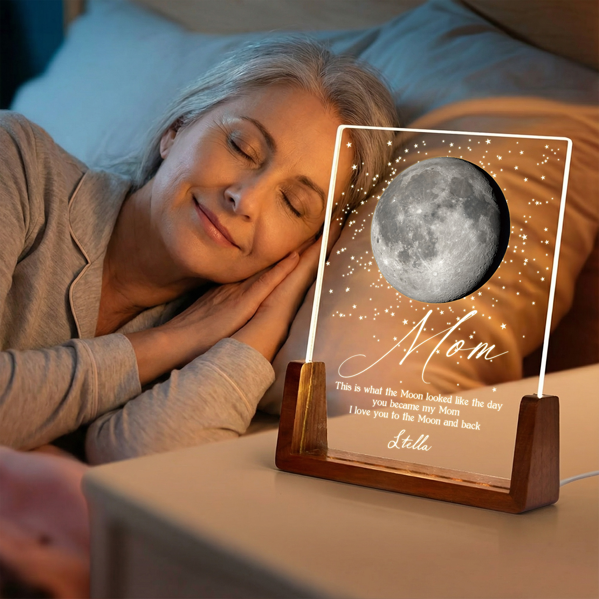 Personalized Moon Phase Night Light - Custom Mother's Day Keepsake for Mom