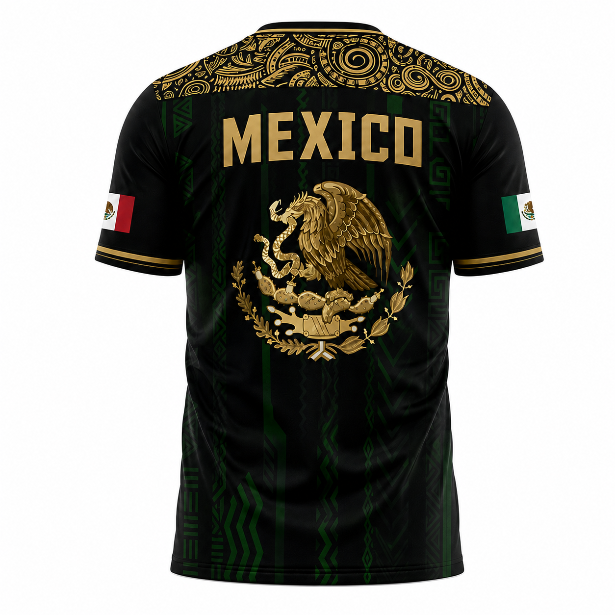Men's Mexico Heritage Pride T-Shirt - Aztec Culture Eagle Dark Pattern Summer Short Sleeve Casual Top