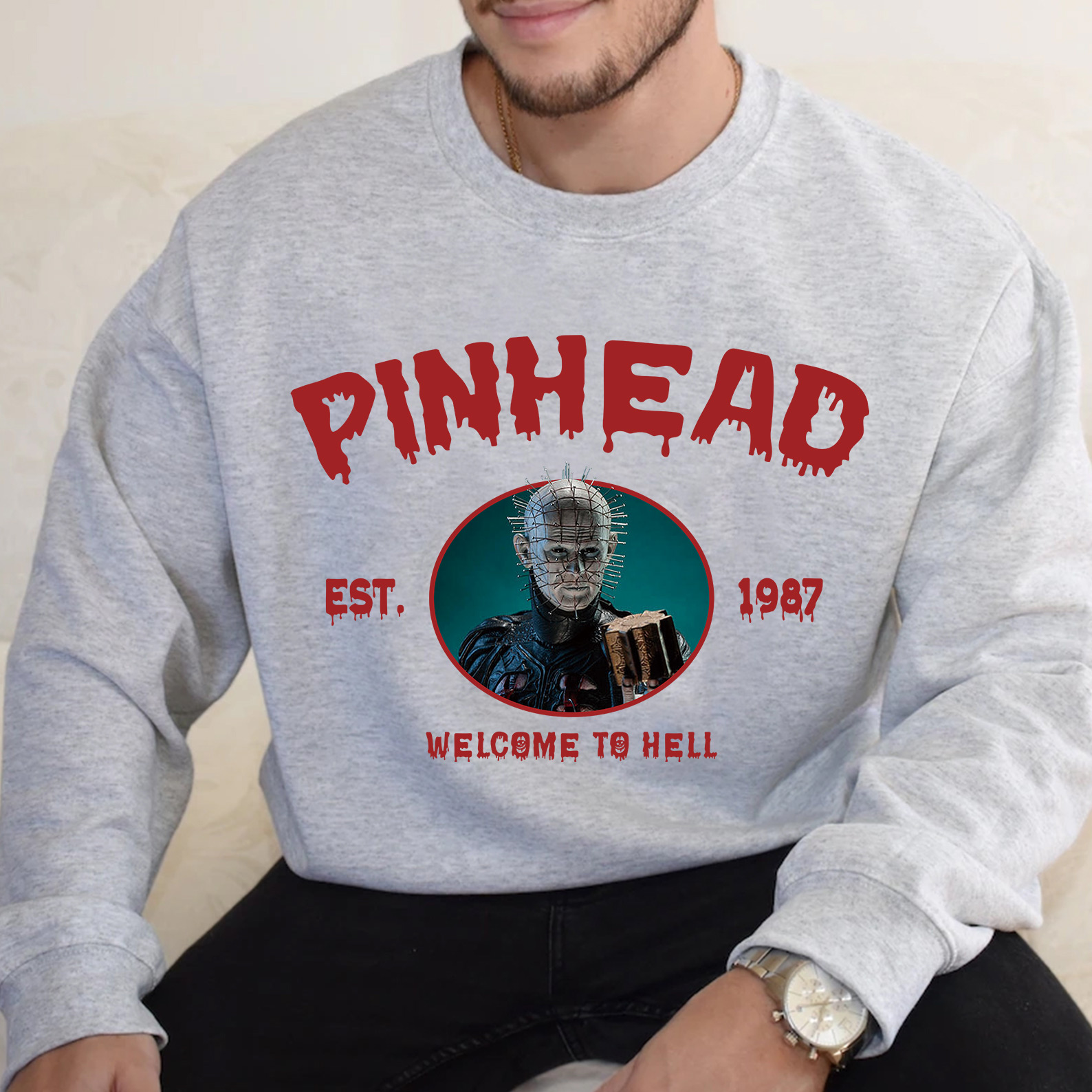 Customized Vintage Halloween Characters Sweatshirt,Horror Movie Pinned Shirt
