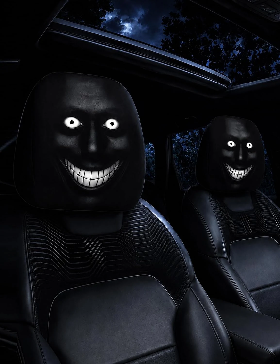 Ghost Face Car Headrest Covers - Style B (2PC) image 1