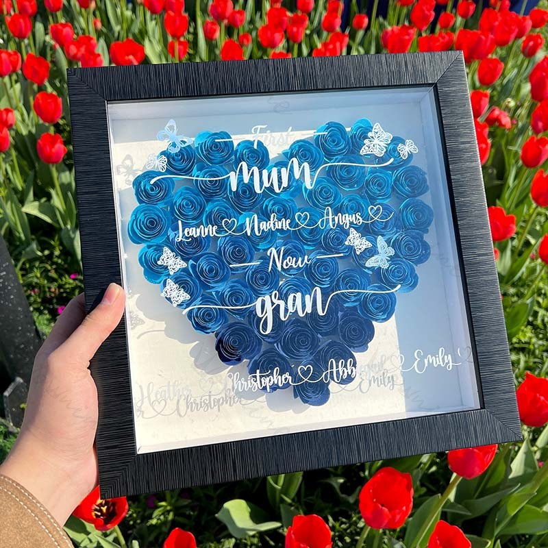 First Mum's Children Now Grandchildren - Personalized Flower Shadow Box