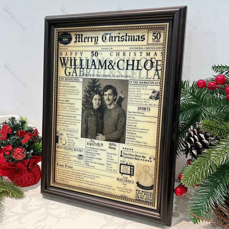 Customizable Vintage Newspaper Christmas Holographic Card