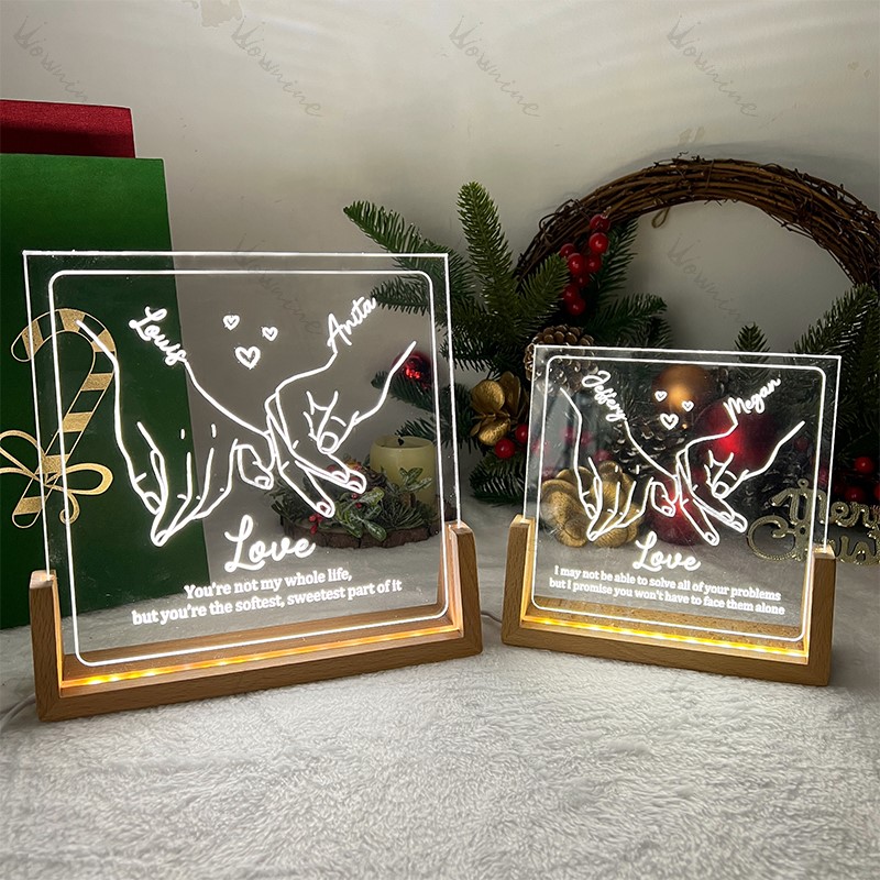  Custom Couple Holding Hands Line Drawing U LED Frame Light Box For Your LOVED ONE