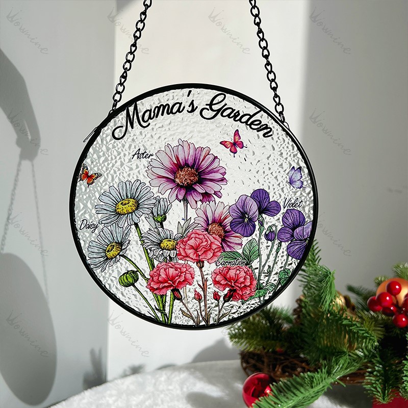 Vintage 'Mama's Garden' Floral Glass Decor