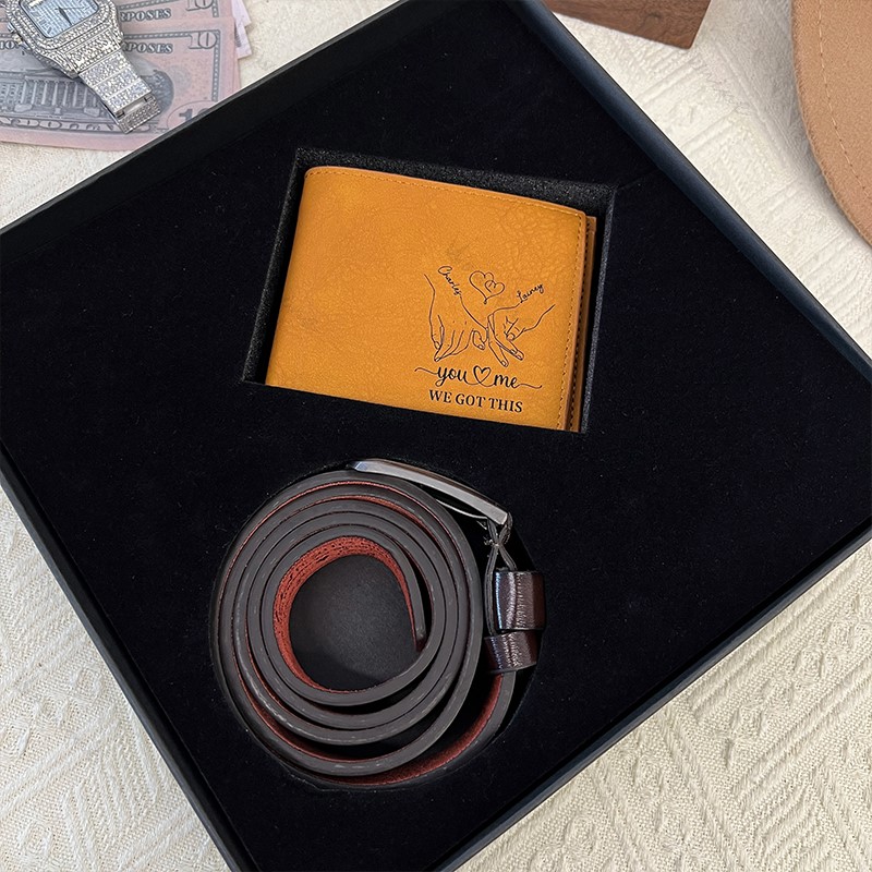 💕 "You & Me" Personalized Leather Duo: Matching Straps + Wallets