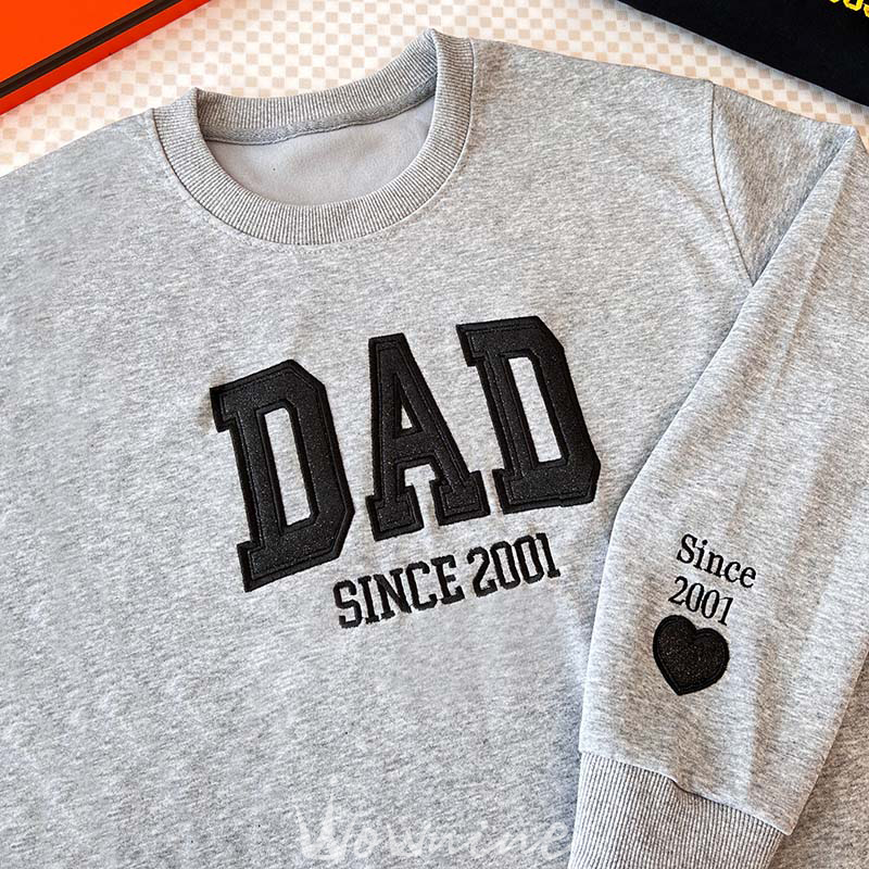 Custom Embroidered Glitter Vinyl DAD Sweatshirt-Gift For Dad & Grandpa