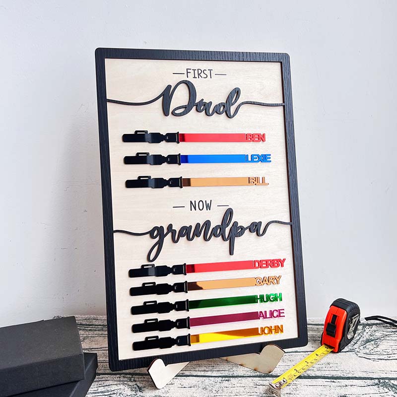 First Dad Now Grandpa-Family lightsaber Wooden Sign