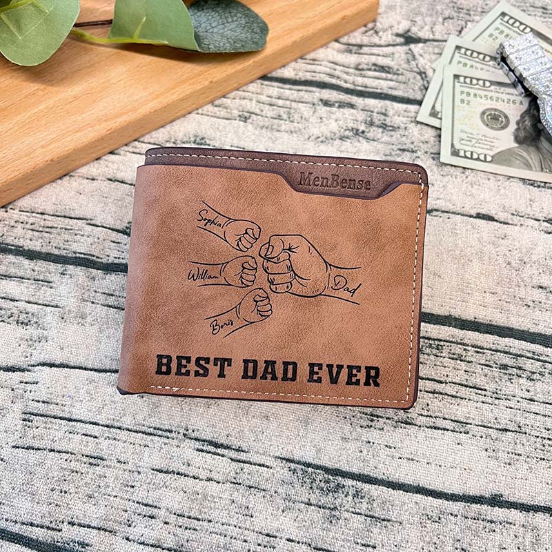 Best Dad Ever Father's Day Gift Custom Kids' Names - Wallet & Belt Set