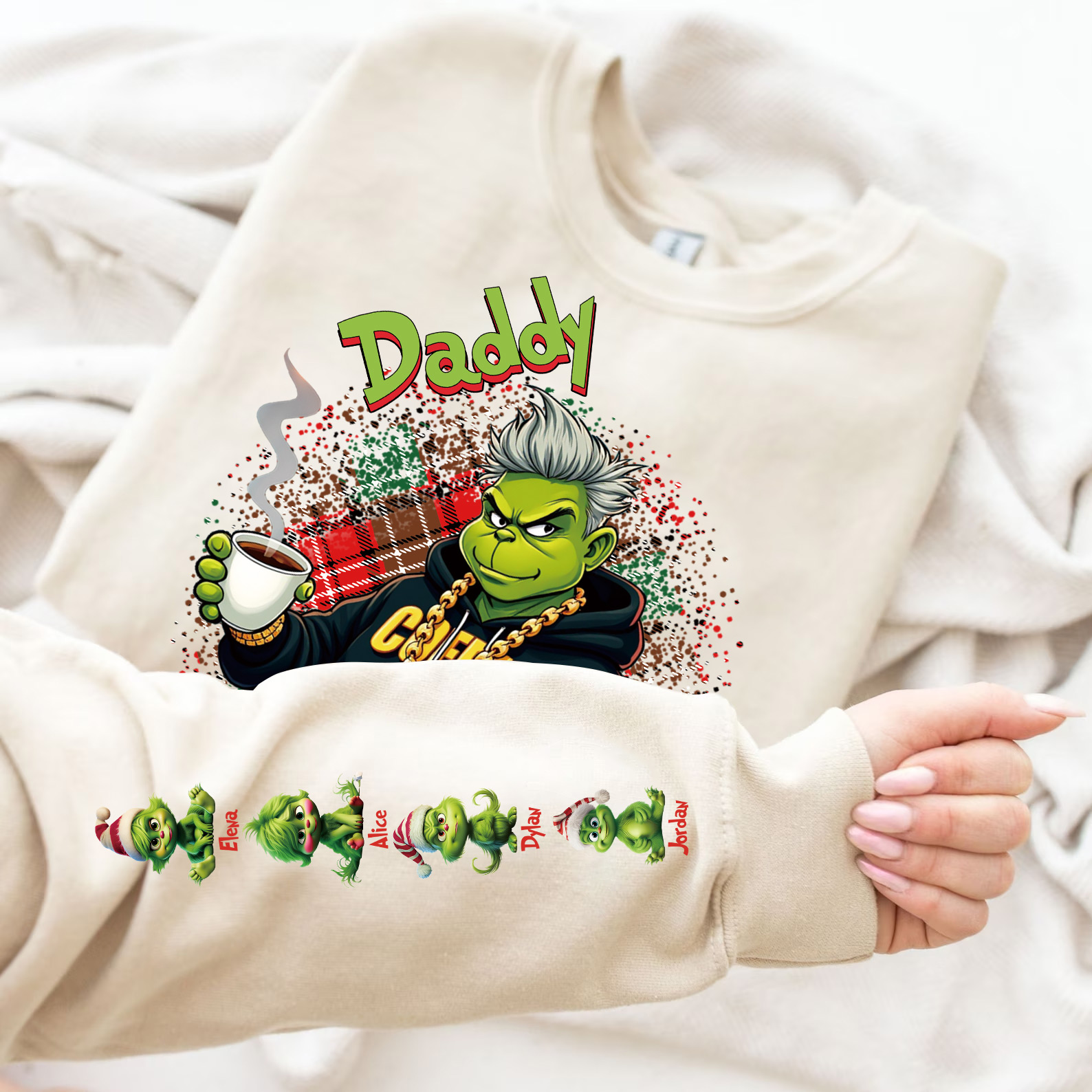 Custom Christmas Mama Daddy With Kids Name Sweatshirt Christmas Day Gift