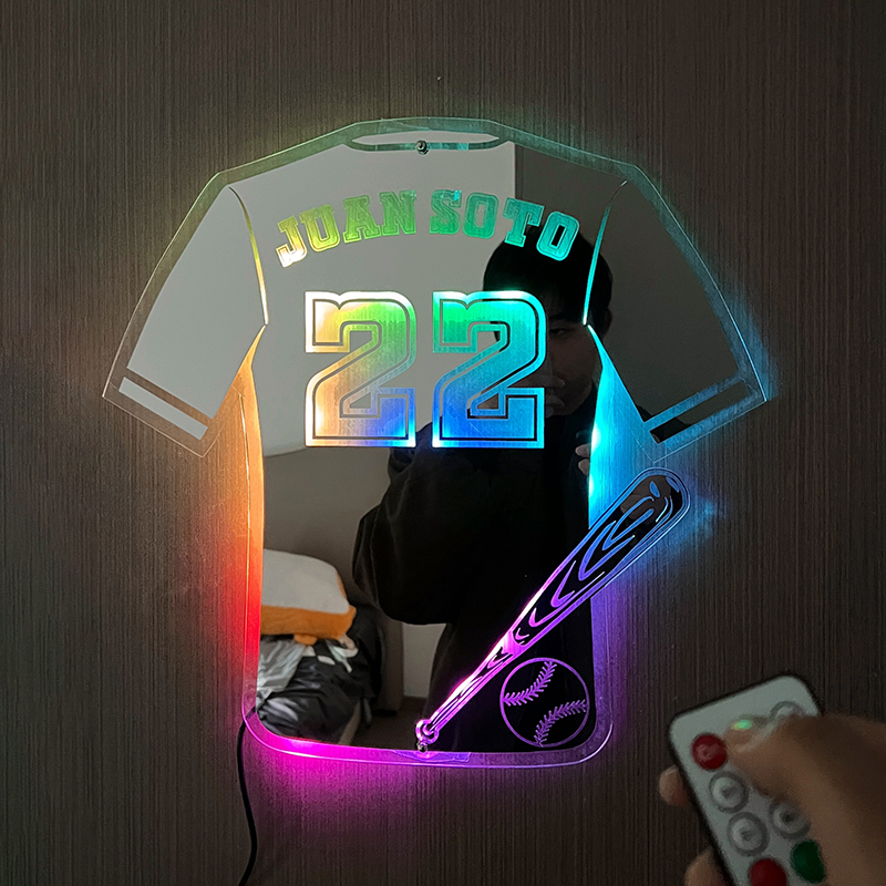 Personalized LED Cool Mirror Lights for Baseball Fans