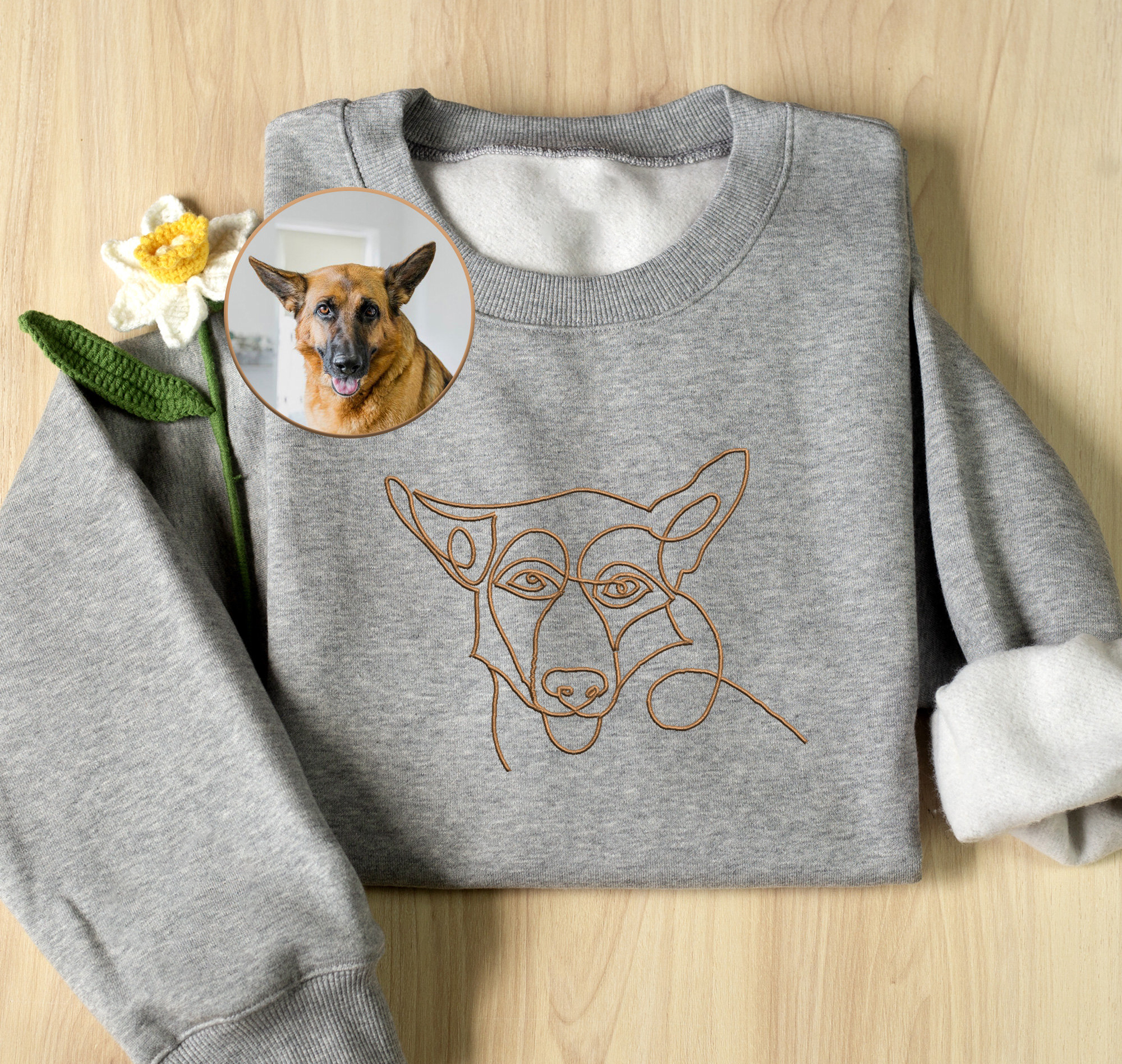 Custom Embroidered Line Drawing Hoodie❤️