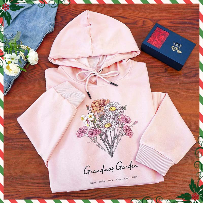 [Copy]Birth Flower Family Bouquet Custom Hoodie/Crewneck/T-shirt (AI Processed)