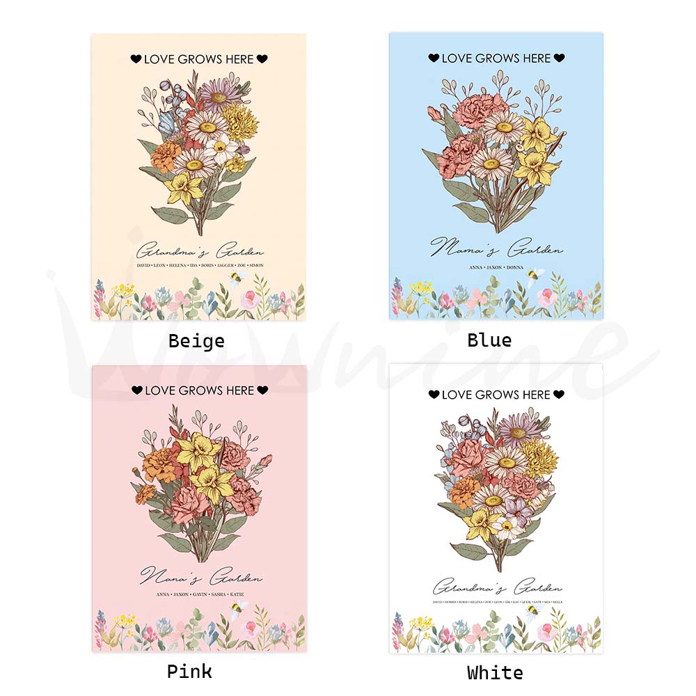 Birth Flower Family Bouquet Customized Blanket Pro
